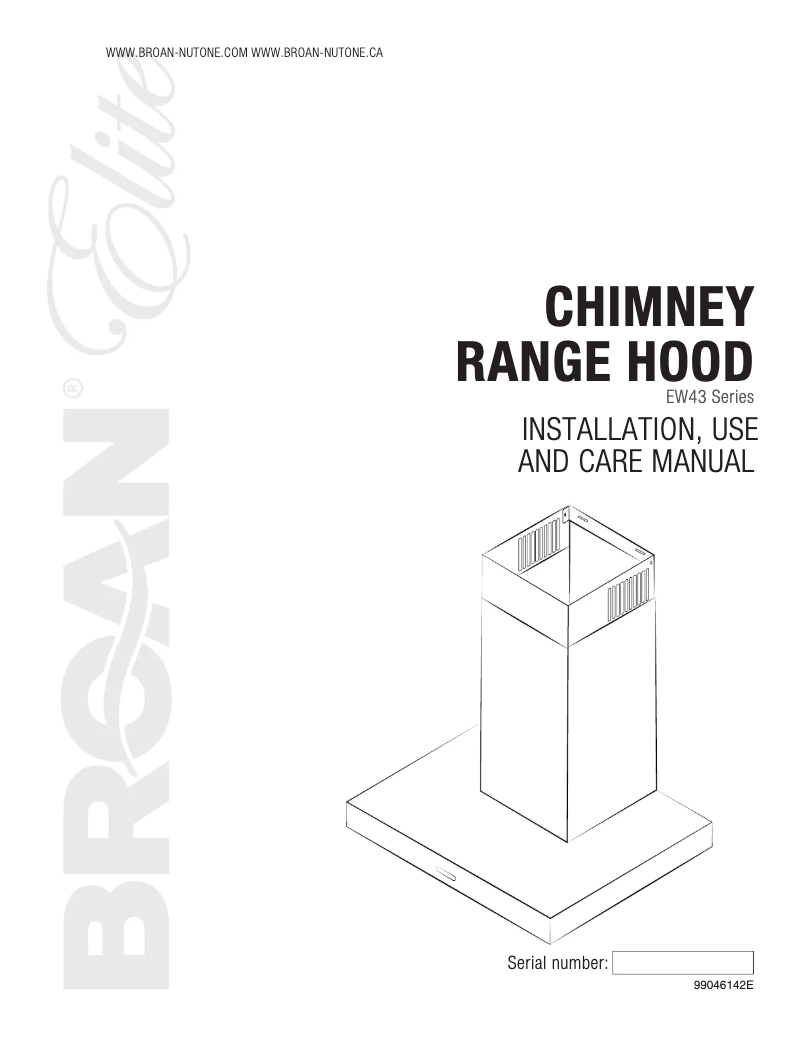 Page n°1 - Guide d'installation Broan EW4330BLS