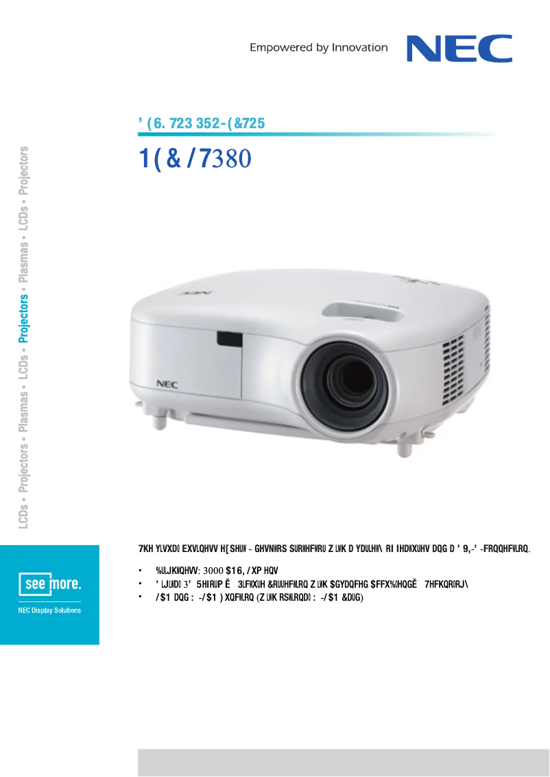 Page 1 de la notice Fiche technique NEC LT380