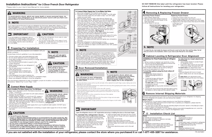 Página 1 del manual Guía de instalación Frigidaire GRFC2353AF