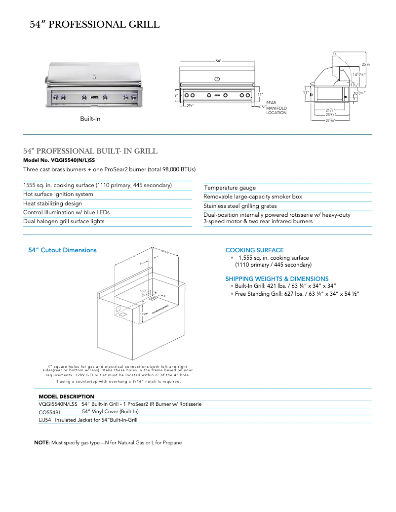 Page 1 de la notice Fiche technique Viking VGIC53024BSMLP