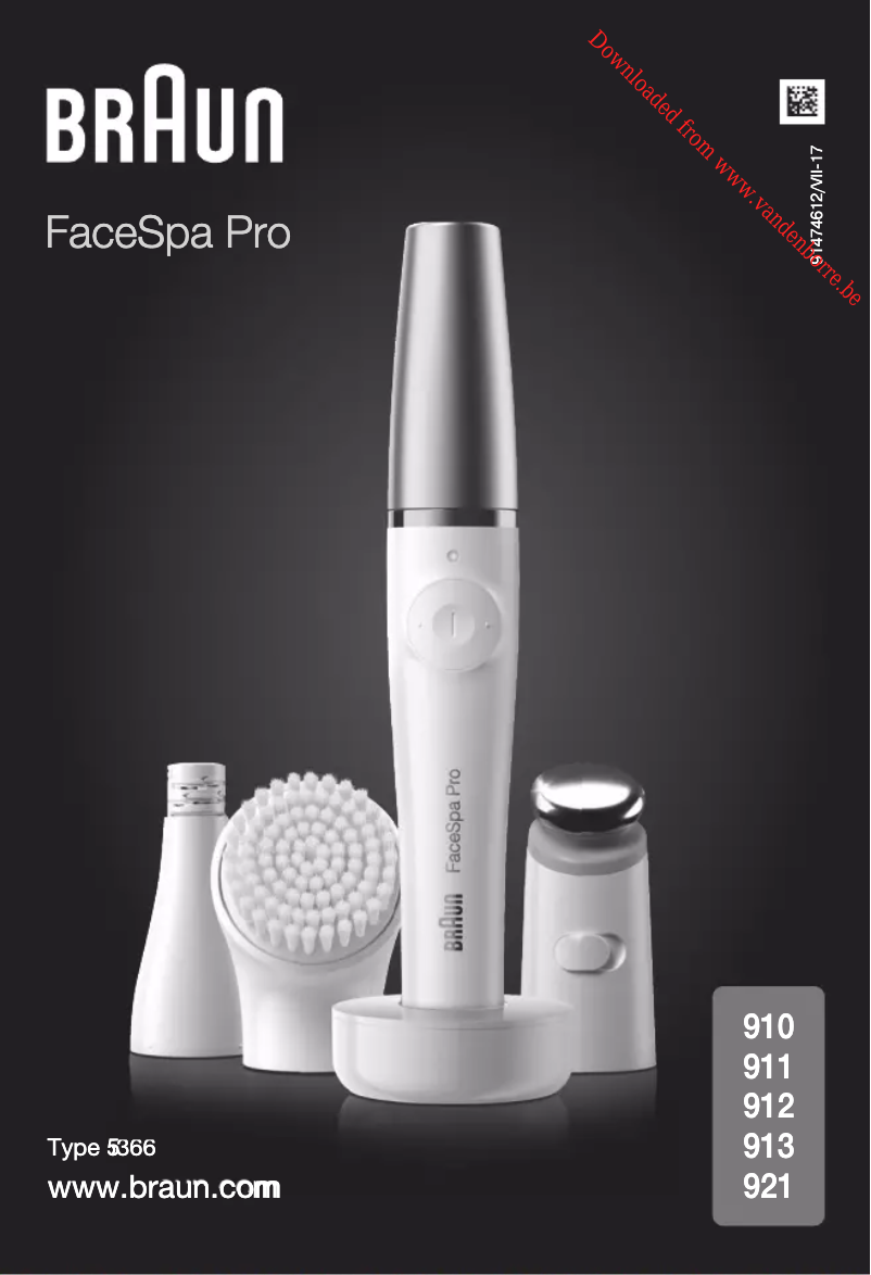 Page n°1 - Manuel utilisateur Braun FaceSpa Pro 912