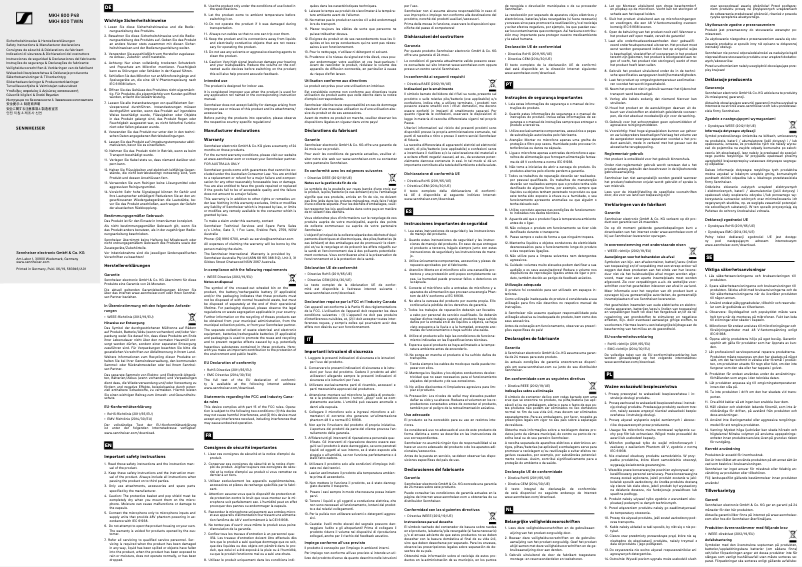 Page n°1 - Instructions de sécurité Sennheiser MKH 800 TWIN