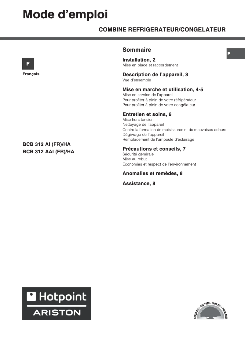 Image de la première page du manuel de l'appareil Combiné BCB 312 AAI (FR)/HA