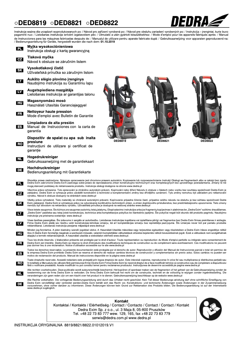 Page 1 de la notice Manuel utilisateur DEDRA DED8819