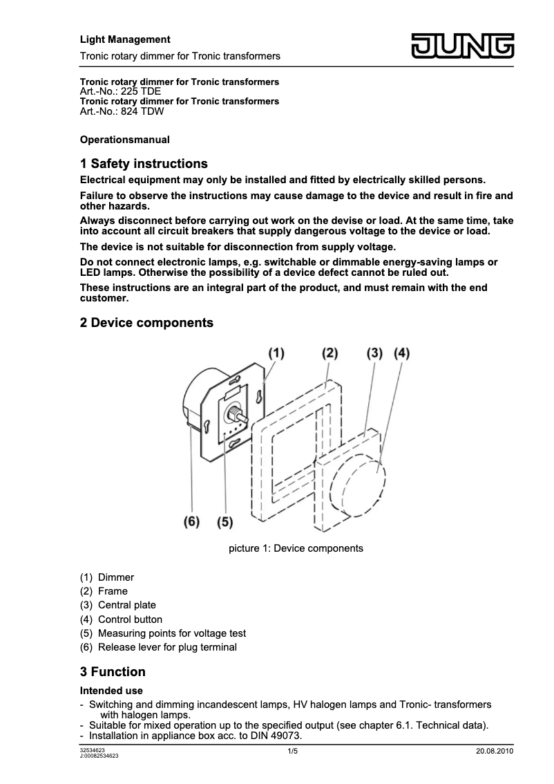 Image de la première page du manuel de l'appareil 824TDW