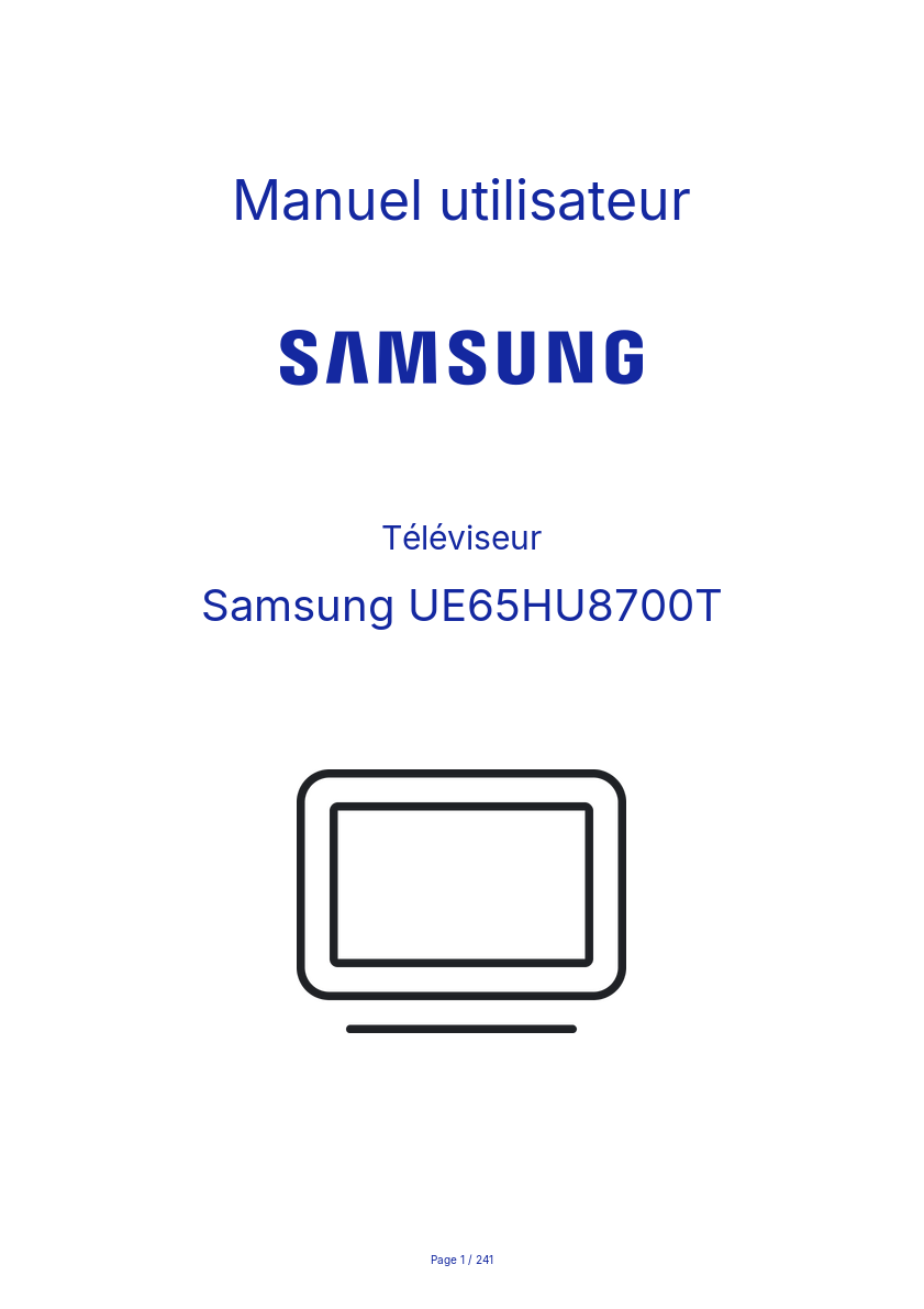 Page 1 de la notice Manuel utilisateur Samsung UE65HU8700T