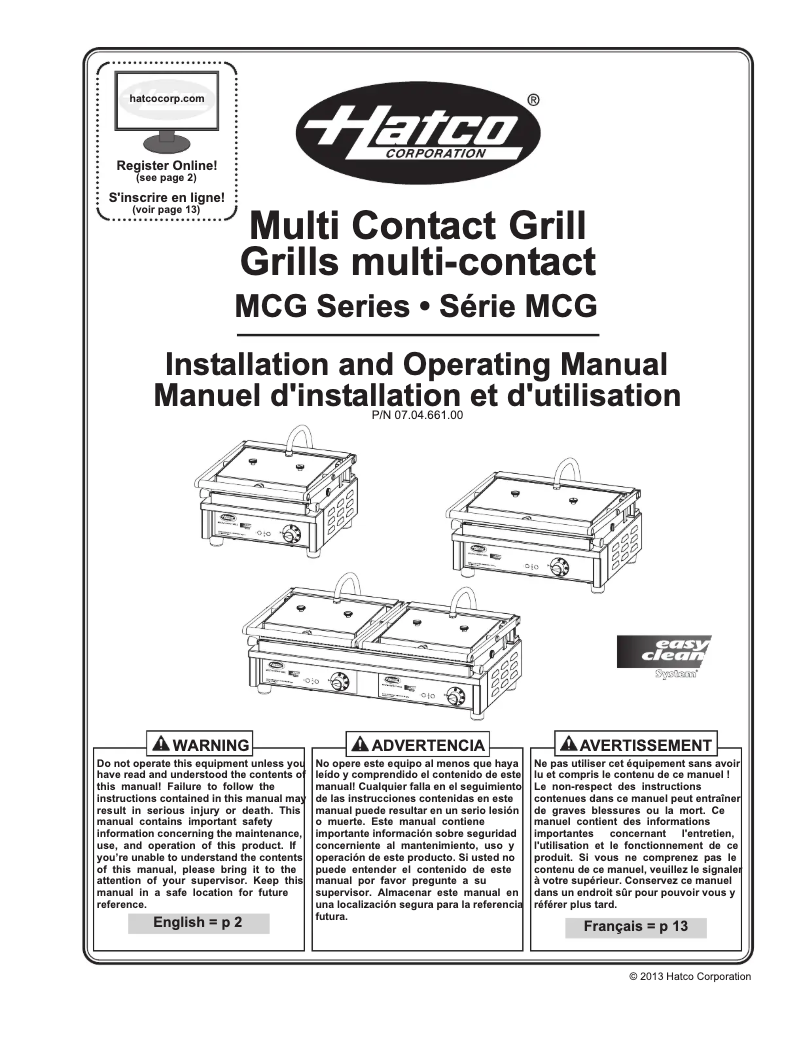 Image de la première page du manuel de l'appareil MCG14G