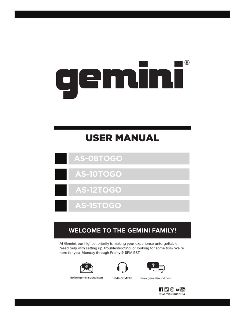 Page n°1 - Manuel utilisateur Gemini AS-08TOGO