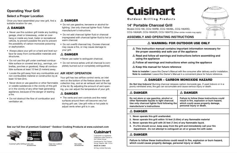 Página 1 del manual Manual de usuario Cuisinart CCG-190