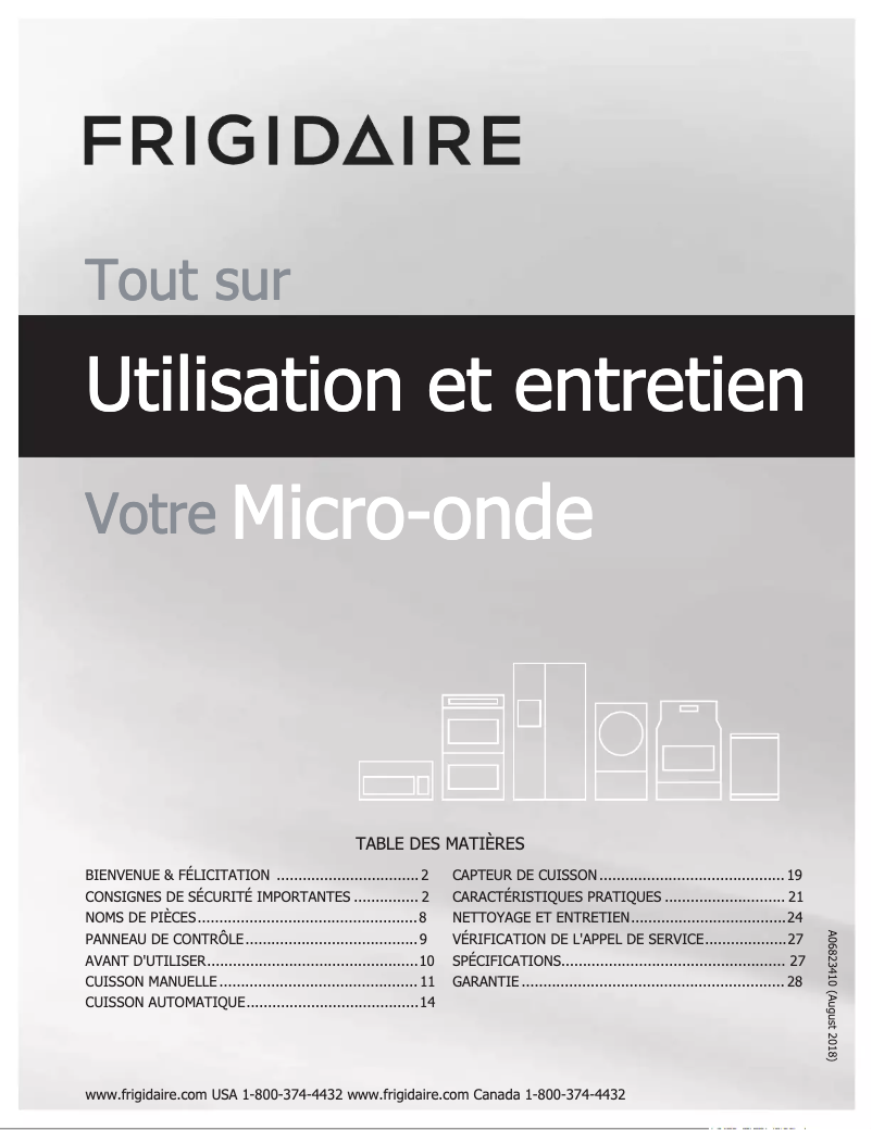 Page n°1 - Manuel utilisateur Frigidaire UMV1422US