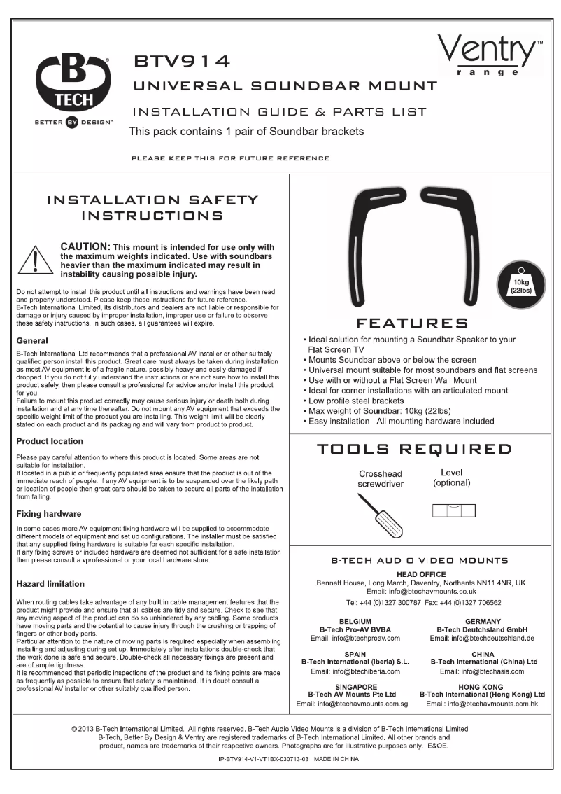 Page n°1 - Mode d'emploi B-Tech BTV914