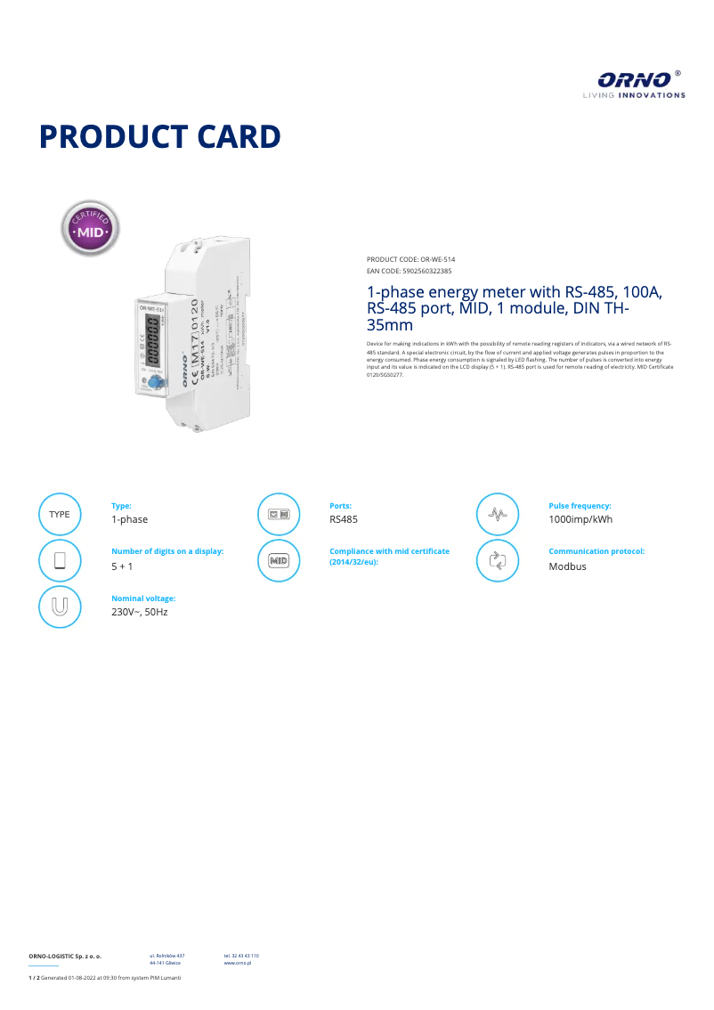 Image de la première page du manuel de l'appareil OR-WE-514