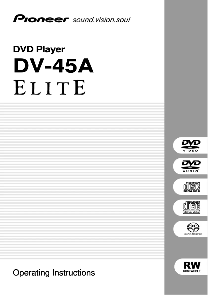 Image de la première page du manuel de l'appareil Elite DV-45A