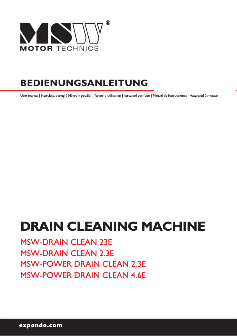Image de la première page du manuel de l'appareil MSW-DRAIN CLEAN 23E