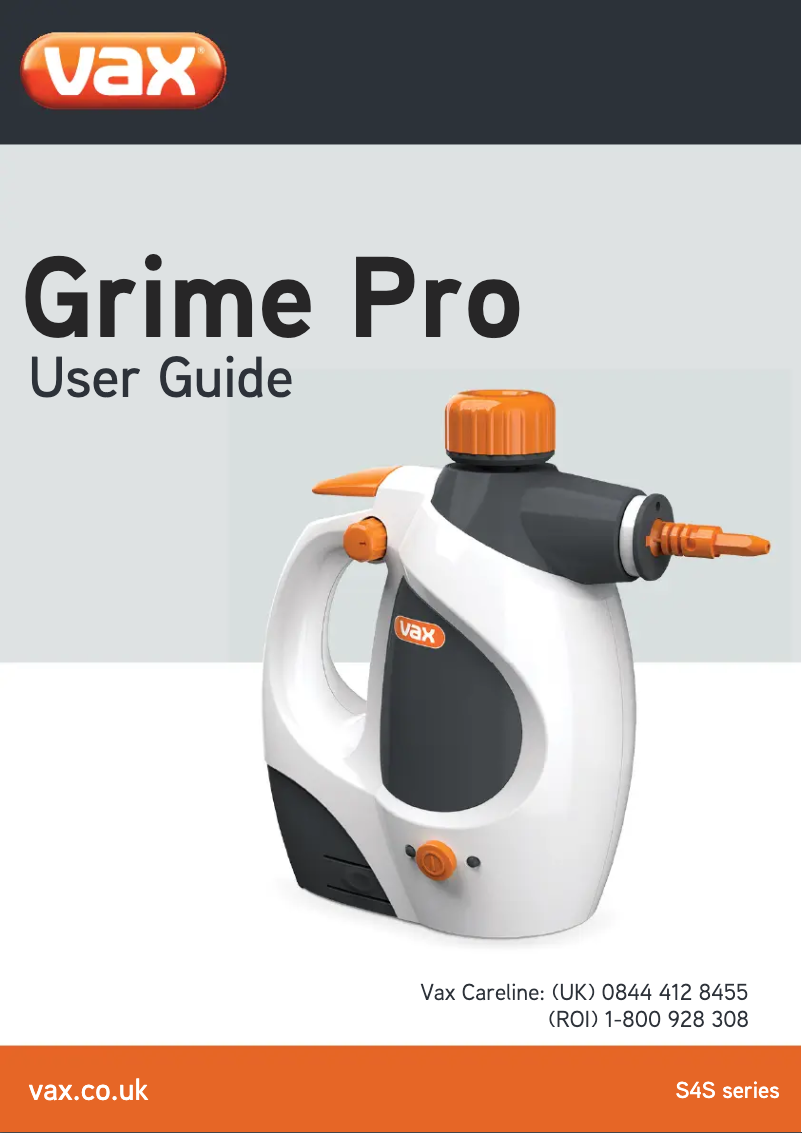 Page n°1 - Manuel utilisateur Vax Grime Pro+ Handheld S4S-A+