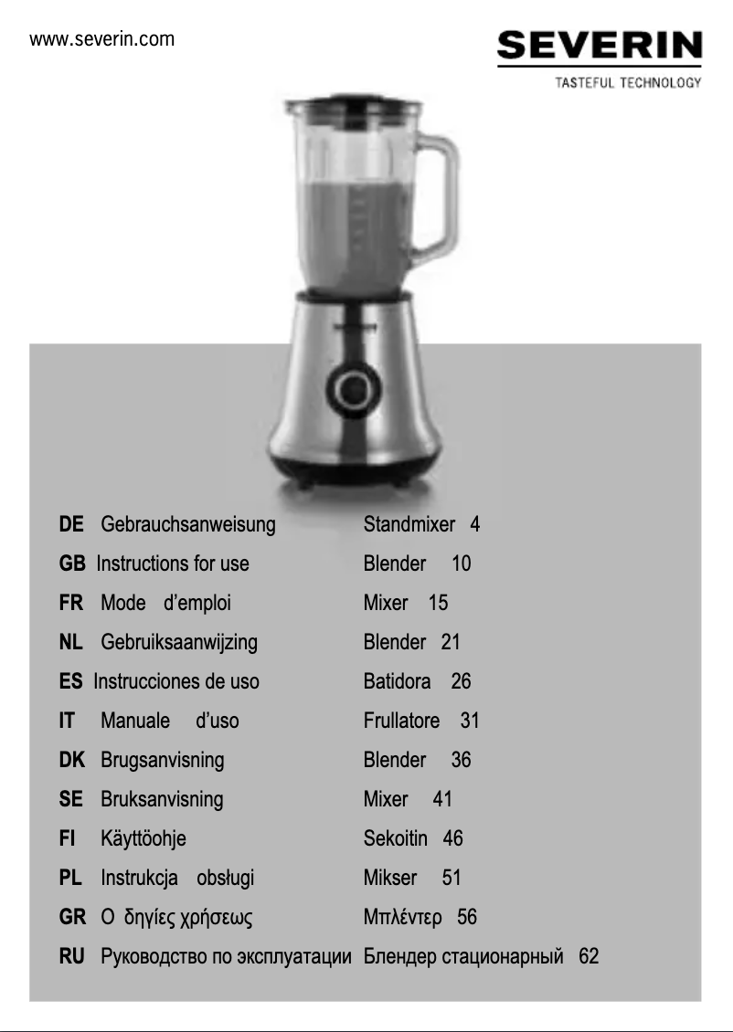 Page n°1 - Manuel utilisateur Severin SM 3734