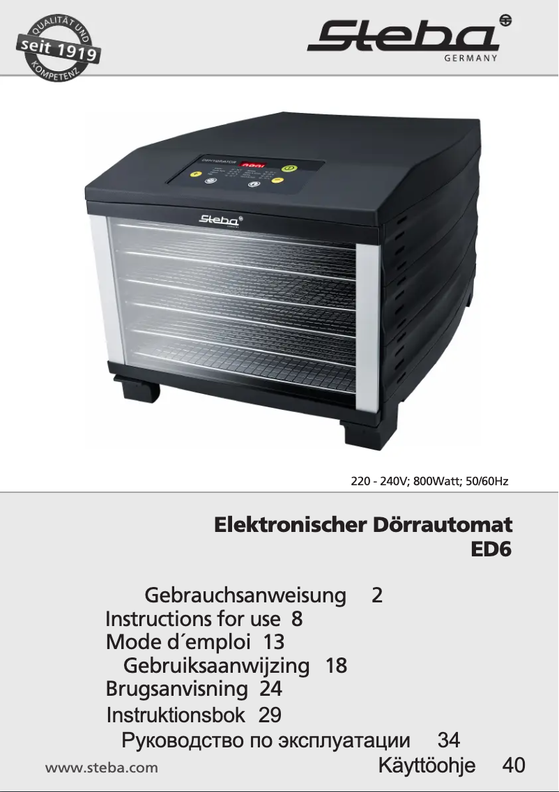 Image de la première page du manuel de l'appareil ED6