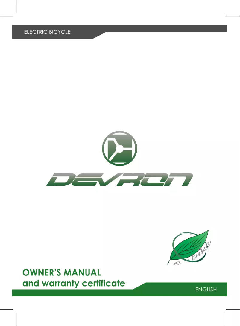 Page 1 de la notice Manuel utilisateur Devron Bun E-bike