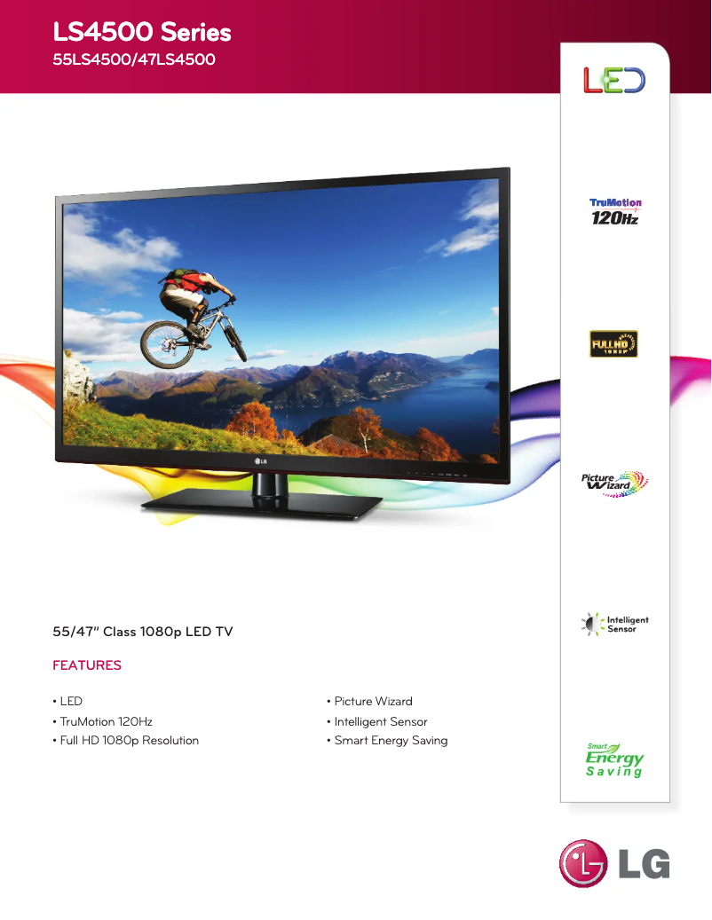 Página 1 del manual Ficha técnica LG 55LS4500