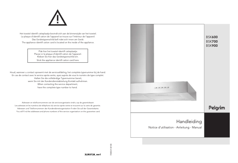 Page 1 de la notice Manuel utilisateur Pelgrim BSK600MAT