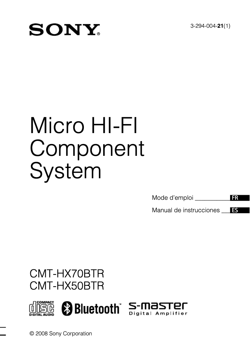 Page n°1 - Manuel utilisateur Sony CMT-HX70BTR