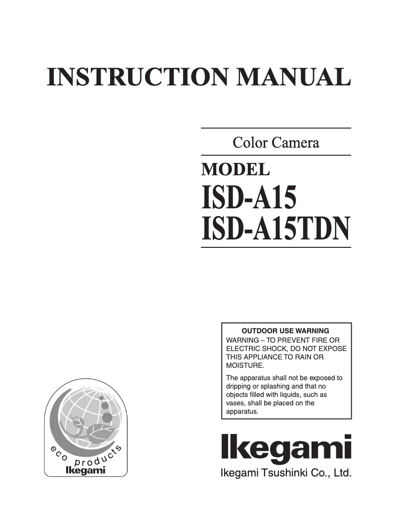 Page 1 de la notice Manuel utilisateur Ikegami ISD-A15TDN