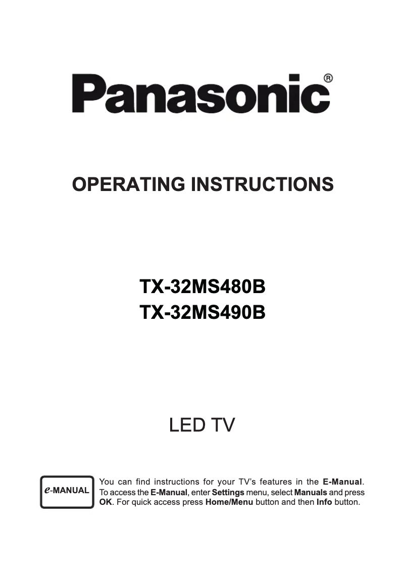 Page 1 de la notice Manuel utilisateur Panasonic TX-32MS490B