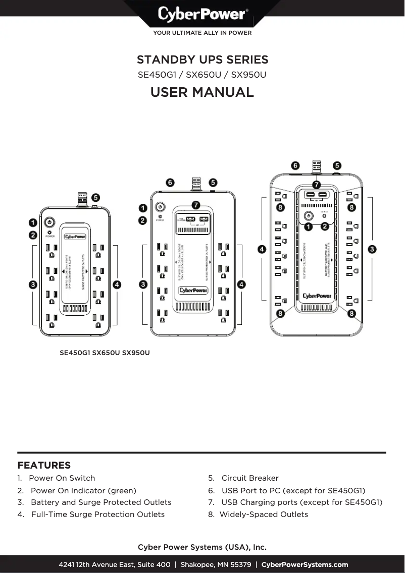 Page 1 de la notice Informations de garantie CyberPower SX650U