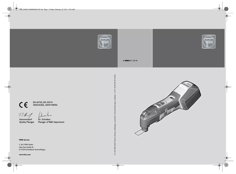 Page n°1 - Manuel utilisateur Fein AFMM 14