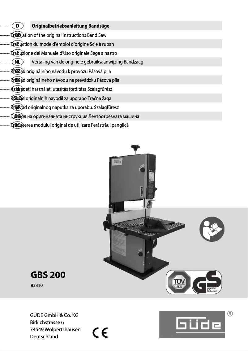 Page n°1 - Manuel utilisateur Güde GBS 200