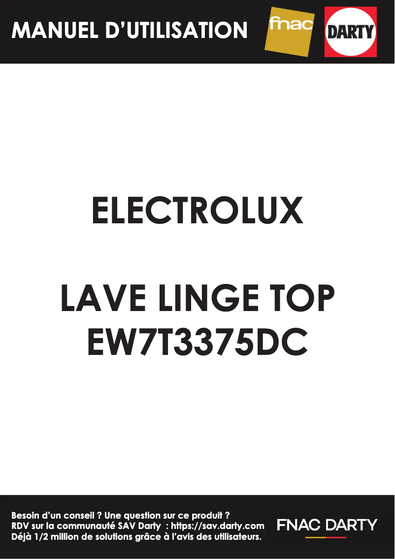 Page 1 de la notice Manuel utilisateur Electrolux EW7T3375DC