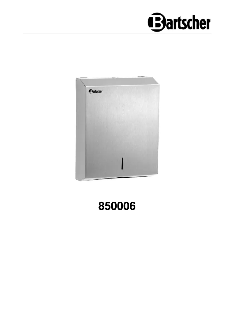 Page 1 de la notice Manuel utilisateur Bartscher 850006