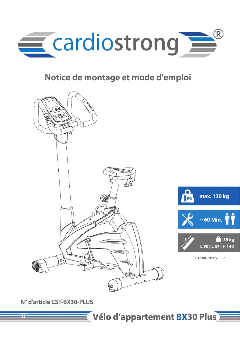Page 1 de la notice Manuel utilisateur Cardiostrong BX30 Plus