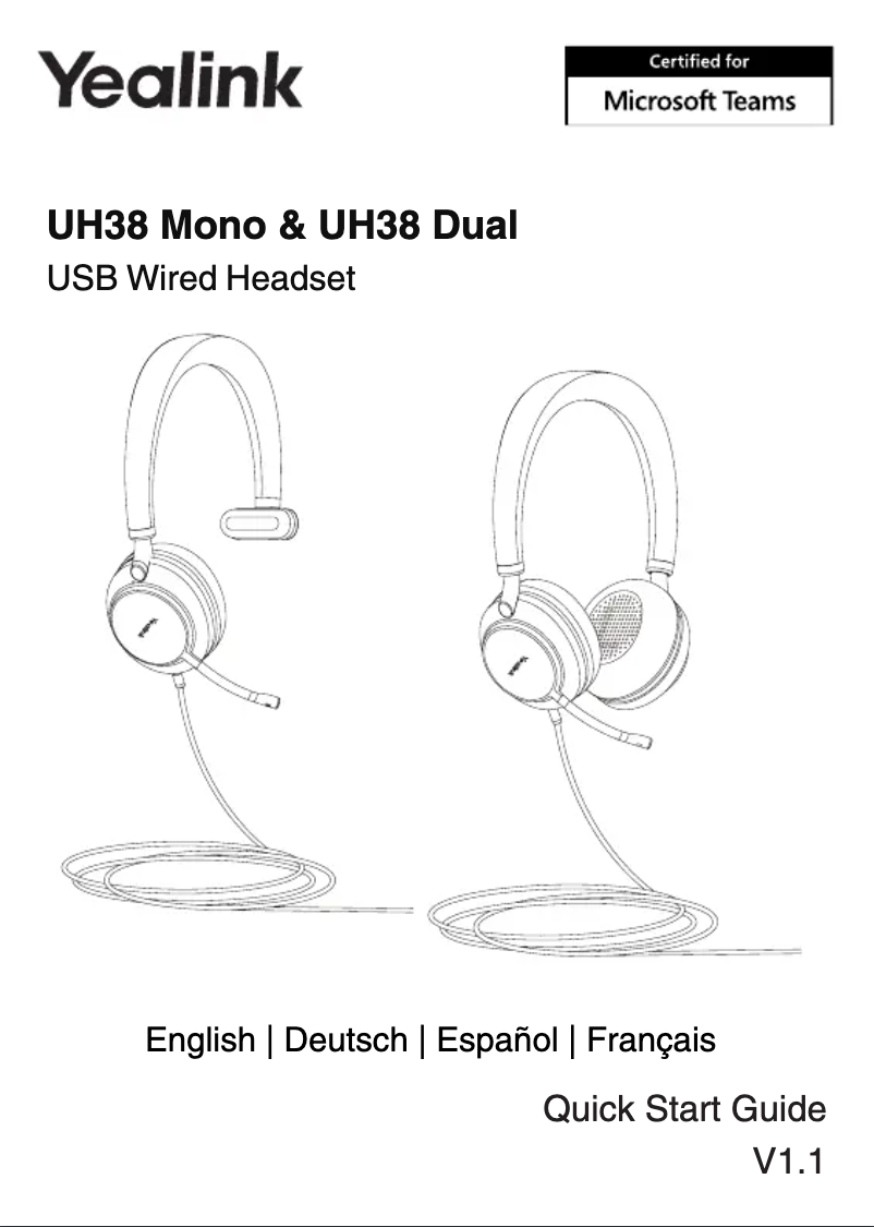 Page 1 de la notice Manuel utilisateur Yealink UH38