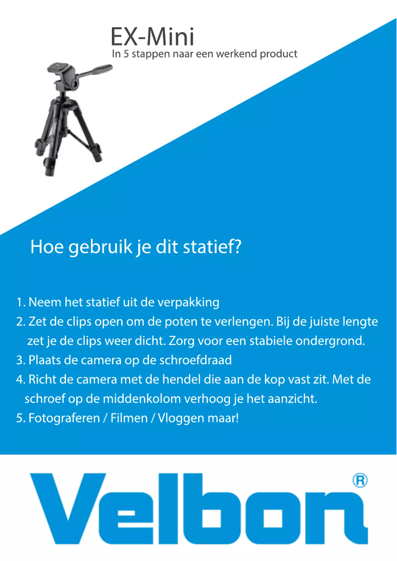 Page 1 de la notice Manuel utilisateur Velbon EX-Mini