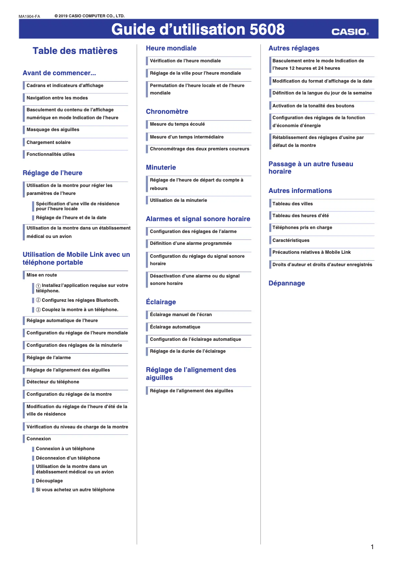 Image de la première page du manuel de l'appareil G-Shock GST-B200