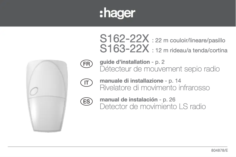 Page 1 de la notice Instructions / montage Hager S163-22X