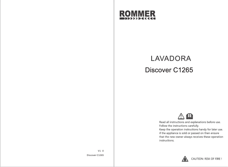 Page 1 de la notice Manuel utilisateur Rommer Discover C1265