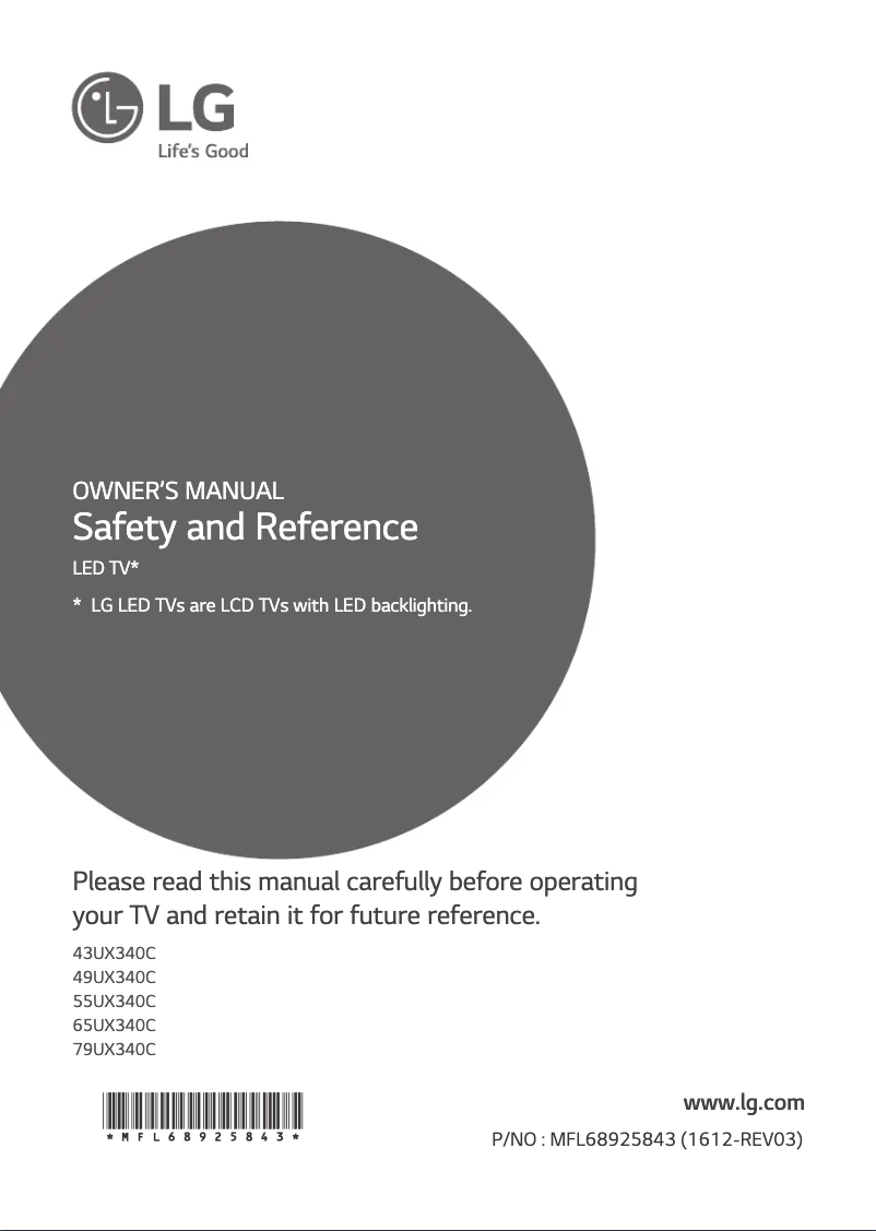 Imagen de la primera página del manual del dispositivo 65UX340C
