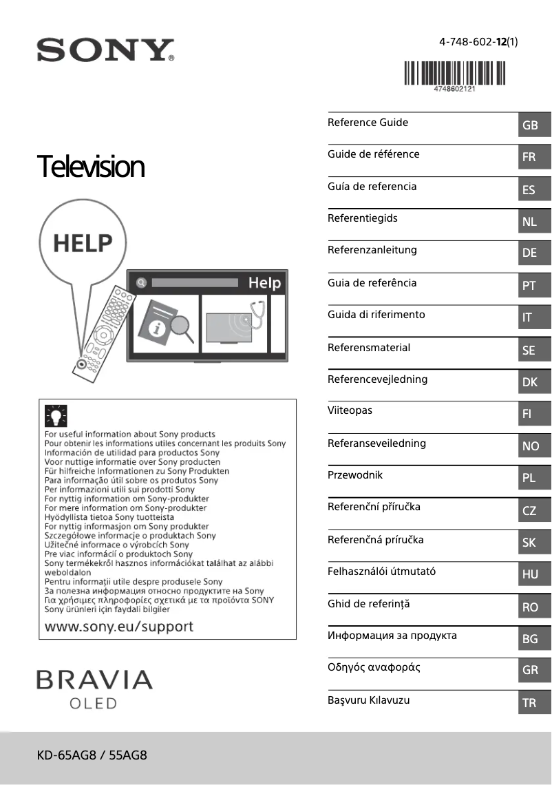 Page 1 de la notice Manuel utilisateur Sony KD-55AG8
