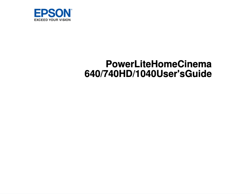 Page 1 de la notice Manuel utilisateur Epson PowerLite Home Cinema 740HD