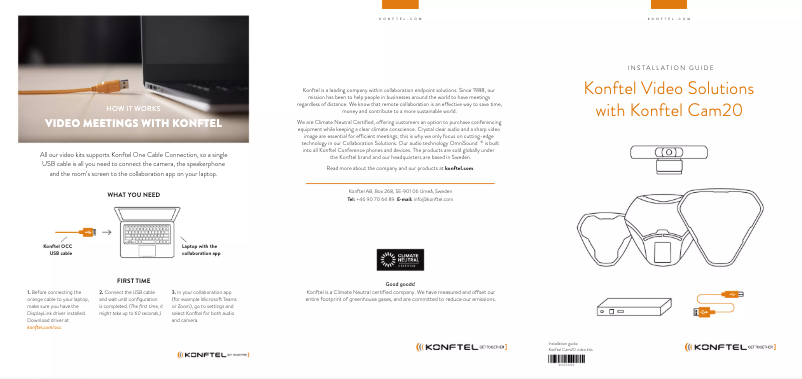 Page 1 de la notice Manuel utilisateur Konftel C2070