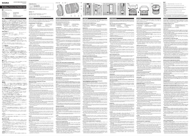 Page 1 de la notice Manuel utilisateur Sigma 18-200mm F3.5-6.3 DC Macro HSM