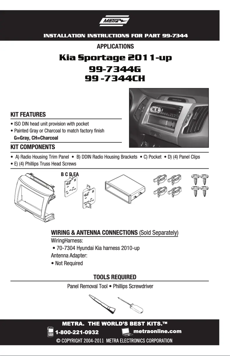 Page 1 de la notice Manuel utilisateur Metra 99-7344CH
