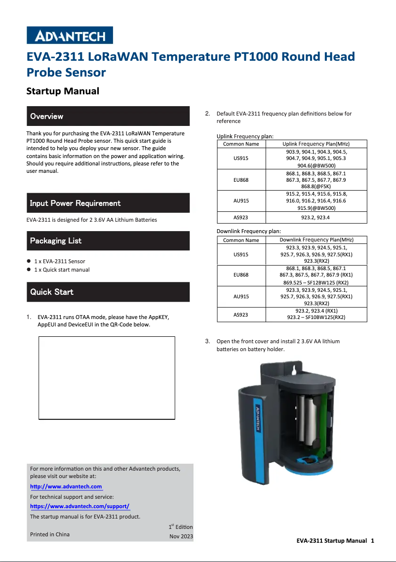Image de la première page du manuel de l'appareil EVA-2311-EA