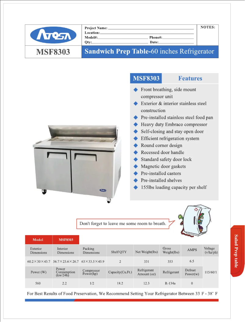 Página 1 del manual Manual de uso y mantenimiento Atosa MSF8303