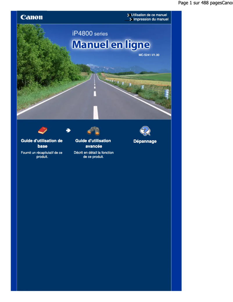 Image de la première page du manuel de l'appareil Pixma iP4850