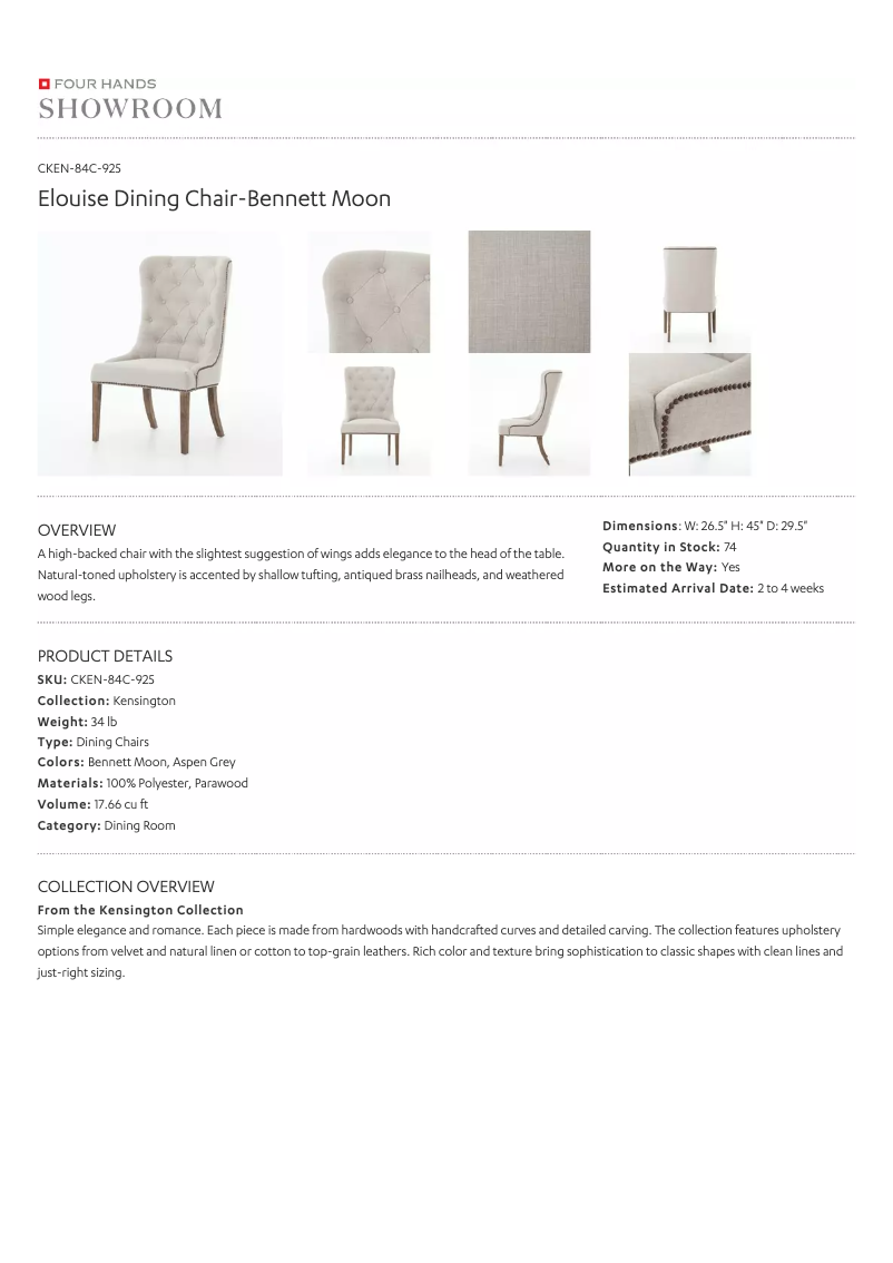 Page 1 de la notice Manuel utilisateur Four Hands CKEN-84C-925