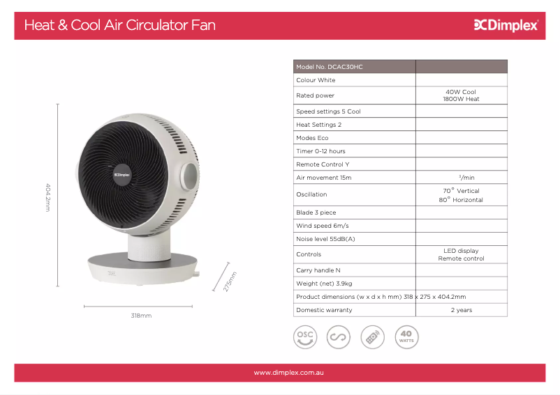 Image de la première page du manuel de l'appareil DCAC30HC