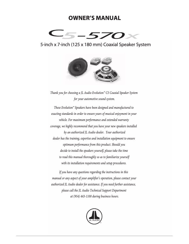 Page 1 de la notice Manuel utilisateur JL Audio C5-570x